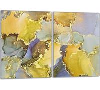 Set de plaques de recouvrement pour cuisinière 2x40x52 cm Couverture de la plaque vitrocéramique en verre Protection contre les éclaboussures, Marbre doré