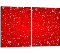 Set de plaques de recouvrement pour cuisinière 2x40x52 cm Couverture de la plaque vitrocéramique en verre Protection contre les éclaboussures, Jours fériés rouge
