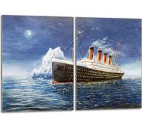 Set de plaques de recouvrement pour cuisinière 2x40x52 cm Couverture de la plaque vitrocéramique en verre Protection contre les éclaboussures, Titanic Mer