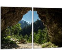 Set de plaques de recouvrement pour cuisinière 2x40x52 cm Couverture de plaque vitrocéramique en verre Protection contre les éclaboussures, Paysage forêt