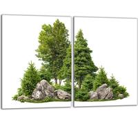 Set de plaques de recouvrement pour cuisinière 2x40x52 cm Couverture de plaque vitrocéramique en verre Protection anti-projections, Forêt Verte
