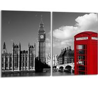 Set de plaques de recouvrement pour cuisinière 2x40x52 cm Couverture de plaque vitrocéramique en verre Protection anti-projections, London Big Ben