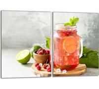 Set de plaques de recouvrement pour cuisinière 2x40x52 cm Couverture pour plaque vitrocéramique en verre Protection contre les éclaboussures, Boisson Fruits