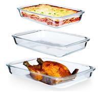 Set de plats de cuisson VILDE - Verre borosilicaté résistant à la chaleur - 29,5x17,5x5 cm - Transparent
