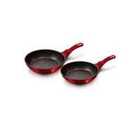 Set de Poêles à Frire Induction 22 - 26cm Aluminium Antiadhésif Marbre sans PFOA Berlinger Haus Burgundy Rouge