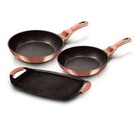 Set de Poêles à Frire Induction 22- 26cm, Plaque à griller Aluminium Antiadhésif Berlinger Haus Rose Gold Or rose Or rose G