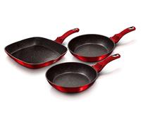 Set de poêles à frire + poêle à griller 20-24-28cm induction aluminium anti-adhésif