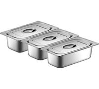 Set de poêles en acier inoxydable, 3 pièces, avec couvercle, 32,5 x 17,5 cm, pour les côtelettes et le poisson