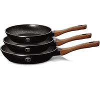 Set de poêles en granit Berlinger Haus BH-1727 Ebony Rosewood 3 pièces Noir avec poignées imitation bois