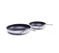 Lot de poêles GreenPan Premiere argentées 20 cm + 28 cm, antiadhésives et allant au four