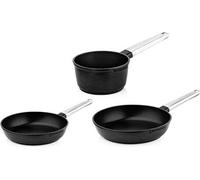 SET DE POELES performance - Poêle à frire 24 CM + 28 CM + Casserole 18 CM - Noir