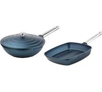 SET DE POELES Performance - Poêle wok 28 CM + Poêle grill 28 CM - Bleu