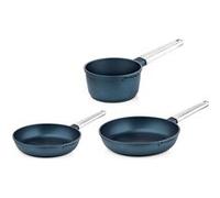 SET DE POELES performance - Poêle à frire 24 CM + 28 CM + Casserole 18 CM - Bleu