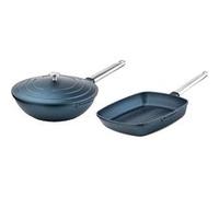 SET DE POÊLES Performance Westinghouse - Poêle wok 28 CM + Poêle grill 28 CM - Bleu Bleu G