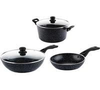 SET DE POÊLES Westinghouse - Poêle wok 30 CM + Cocotte 28 CM + Poêle à frire 30 CM - Marbre Noir Noir G