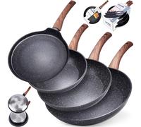 Set de poêles Vilde avec revêtement en granit Poêle à frire 20 / 24 / 28 cm + poêle à crêpes 24 cm BLACK&WOOD 4 pcs.