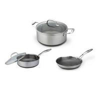 SET DE POÊLES Westinghouse - Black Signature - Poêle 24cm - Casserole 24cm - Sauteuse 24cm - Induction Argent G