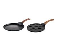 SET DE POÊLES Westinghouse - Poêle à crêpe 26 CM + 28 CM - Crêpière - bois de marbre noir Noir G