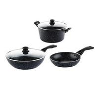 SET DE POÊLES Westinghouse - Poêle wok 30 CM + Cocotte 28 CM + Poêle à frire 30 CM - Marbre Noir Noir G