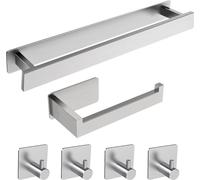Set de porte-serviettes - Acier inoxydable autocollant - Moderne et durable pour la salle de bain et la cuisine - 6 pièces