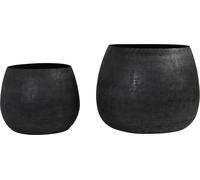 Set de pots déco Light & Living Genolu noir mat de 2 - Ø39x29 + Ø50x38 cm