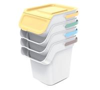 Keden Kaddi Q Système de tri sélectif, 4 x 20 l, avec filtre à charbon actif, bac de tri sélectif, avec couvercle, poubelle de recyclage, en plastique, gris cendré