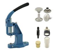 Set de presse à rivets avec presse à levier, outil à rivets et 50 pièces de rivets à double tête de 7 mm, argent, acier | Presse manuelle | DIY | Pour cuir, vêtements, jeans, ceintures, chaussures..