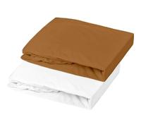 Set de Protège-Matelas & Drap-Housse - P'TIT DODO - 60x120 cm - Blanc/ Caramel