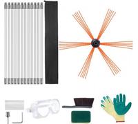 Set de ramonage 12m - Set de nettoyage de cheminée avec brosse en nylon et tiges flexibles