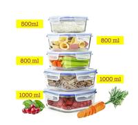 Set De Récipients Sendez 10 Pièces Boîtes Fraîcheur 2x1L 2x800ml 1x500ml Verre