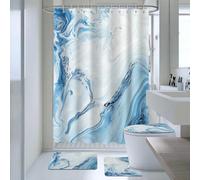 Set de rideau de douche en marbre 4 pièces avec tapis antidérapants