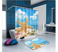 Set de rideaux de douche - Accessoires de salle de bains - Décoration salle de bain - Antibactérien imperméable - 90x180 cm - Bleu Brun