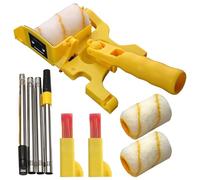 Set de rouleau peinture bord de plafond, outil mural multifonction avec manche rallonge, 2 recharges, bac de rangement, idéal pour peindre murs, plafonds, moulures et finitions à la maison