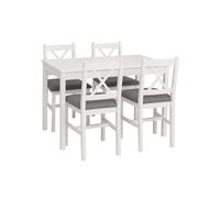 Mendler Set de Salle à Manger HWC-F77 10 cm Blanc Rembourrage Gris