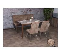 Mendler Set de salle à manger HWC-G55 - 2 chaises + banc 160 cm, inox brossé, chenille brun