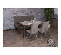 Set de salle à manger HWC-G55, set de 2 chaises + banc 160cm, inox brossé tissu/textile chenille gris foncé