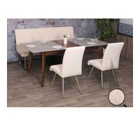 Mendler Ensemble de salle à manger HWC-G55 - 2 chaises + banc 180 cm chenille crème