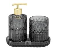 Set de salle de bain BURANO 3 pièces en verre, ensemble d'accessoires de bain rond composé de 1 distributeur de savon, 1 gobelet et 1 bol, idéal pour la salle de bain