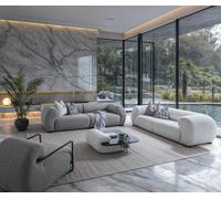 Set de salon moderne en textile et bois gris