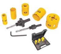 Set de scie cloche, 9 pièces, pour électricien, tailles 16, 20, 25, 32, 38 et 51 mm avec 2 porte-embouts + clé à 6 pans 4 mm C.K 424045 16 mm, 20 mm, 25 mm, 32