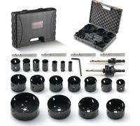 Set de scies cloches bimétalliques, 18 lames de scie cloche, 6 mèches cloche profondeur de coupe 38 mm, set de scies cloches bimétalliques accessoires pour perceuse, scies cloches professionnelles pou
