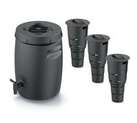 Set Seau à compost Réservoir d'engrais Réservoir pour la fabrication d'engrais avec robinet 25 L Noir Anthracite et 3x composteurs Jardin souterrain 11 L Plastique H 53 cm Seau à compost modulairePoub