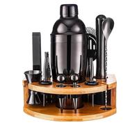 Set de shaker à cocktail avec support, 750 ml, set professionnel de 12 pièces pour mélanger des cocktails, idée de cadeau pour les hommes, les pères, les femmes et les amateurs de cocktails, set de ba