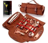 Set de shaker à cocktail de haute qualité avec sac Outils de bar en cuivre 17 pièces Sac portable à bandoulière pour la fabrication de cocktails Boîte cadeau