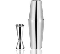 Set de shakers à cocktail - 750 ml - 600 ml - acier inoxydable - doseur - graduations internes - design japonais