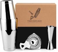 Set de shakers à cocktail en acier inoxydable 18/28 oz avec passoire et doseur