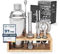 Set de shakers avec livre de recettes - Kit de barman RVS 13 pièces pour cocktails et long drinks | Idéal pour les fêtes et comme cadeau