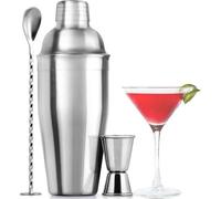 Set de shakers en acier inoxydable 750 ml, set de bar comprenant une passoire, un doseur et une cuillère de bar