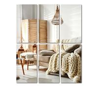 Set de Six Miroirs Muraux 30x16 cm Rectangulaires - Miroirs Autocollants à Coller sans Cadre Design Moderne pour Chambre à Coucher Cuisine Salon Salle de Bain - Facile à Poser sur Le Mur