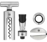 ZWILLING Kit Sommelier, 4 pièces (Tire-Bouchon, Mini Décanteur, Antigoutte, Coupe-Capsule), Inox 18/10, Couleur Argent, série Sommelier